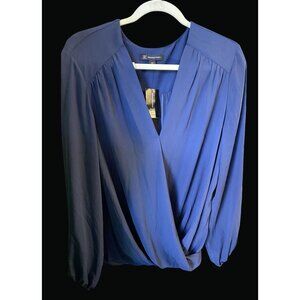 INC Womens XXL Blue Long Sleeve Blouse Neckline IN01 E * Free Shipping